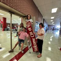 Welcome Banner going up-296